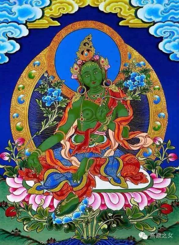 度母礼赞文 诸天非天顶髻严 恭敬跪捧两足莲 度诸穷苦中之母 顶礼救渡